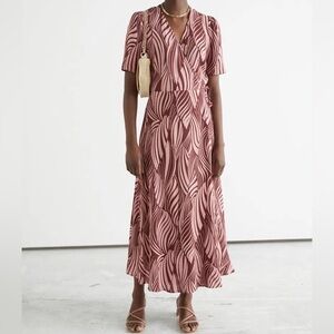 & OTHER STORIES Printed Midi Wrap Dress Pink Size 0